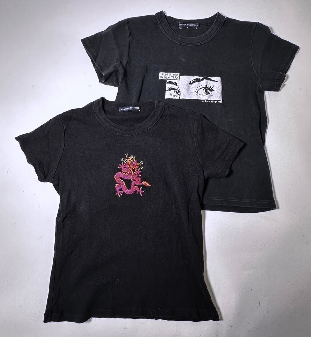 Brandy Melville John Galt T-Shirt Lot 2 Black Dragon New York Graphic One Size